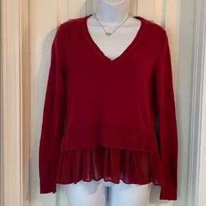 1.State Light Burgundy V-neck long Sleeve